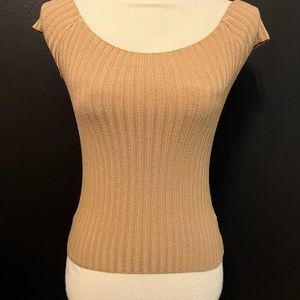 Tan Stretch Knit Crop Top